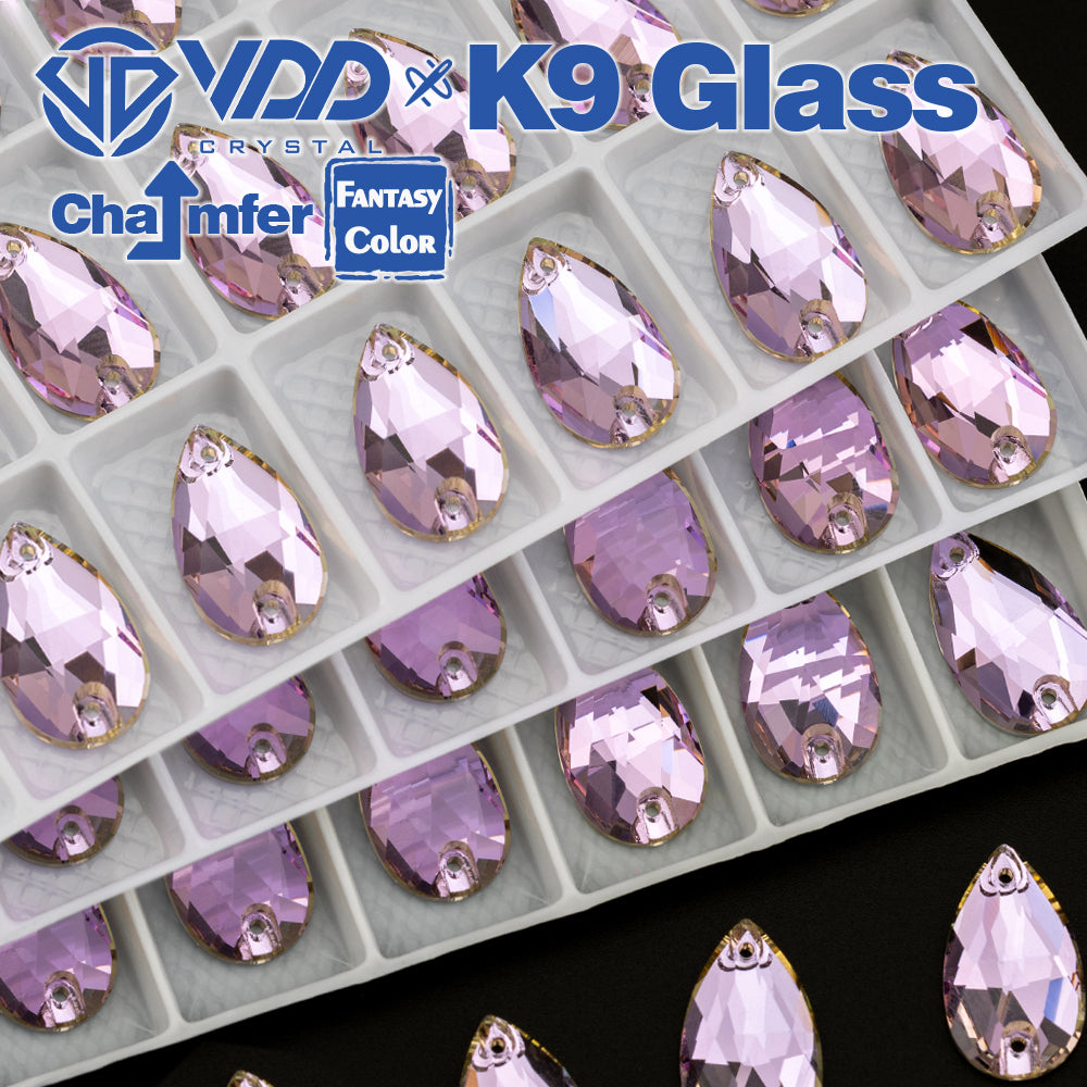 VDD Pear 11x18mm 24Pcs Violet Beam Color Top Quality K9 Glass Sew on Rhinestone Sewing Crystal Flatback Clothes Decorations