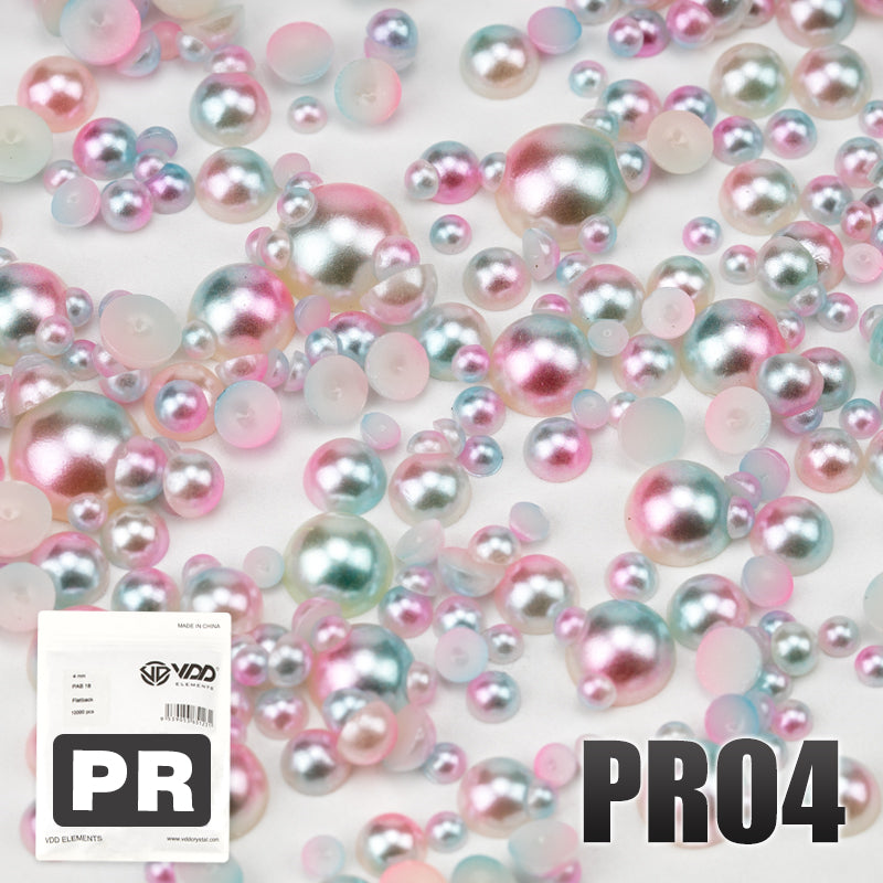 VDD PR04 3-10mm Mix Size ABS Half Round Pearls Flatback Beads Resin Rhinestones Flatback Stones ZHENZHU