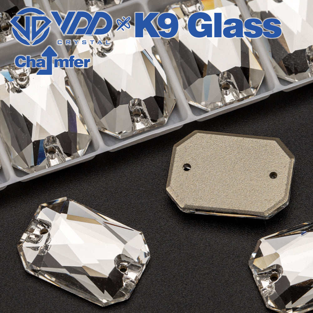 VDD S101 Crystal Emerald Cut Top Quality K9 Glass Sew on Rhinestones Crystal Flatback Sewing Stones for Clothes Decorations