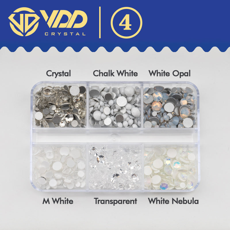 VDD DC-04 SS6-SS20 Mix Size 6 Grid Box Glass Rhinestones Crystal Flatback Glitter Stones For Nail Art Accessorie DIY Crafts Decoration