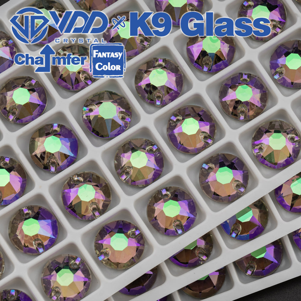 VDD 8B-8S 12mm 40Pcs Ghost Light Color Top Quality K9 Glass Sew on Rhinestone Sewing Crystal Flatback Clothes Decorations