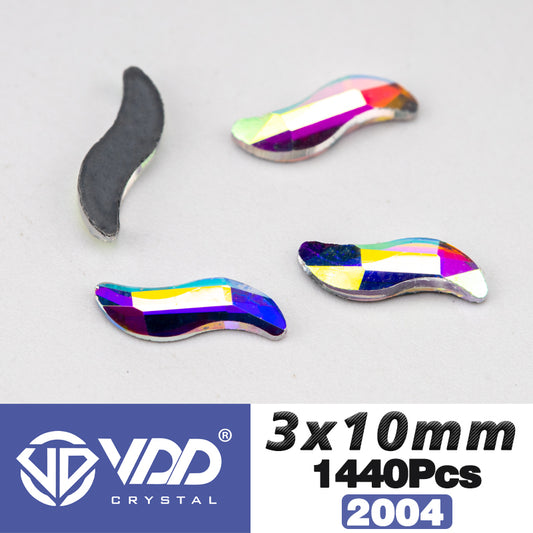 VDD  2004-3x10mm Wholesale 1440Pcs Rectangle Glass Rhinestones Crystal AB Flatback HotFix Strass Shape 3D Stones For Nail Art DIY Decorations