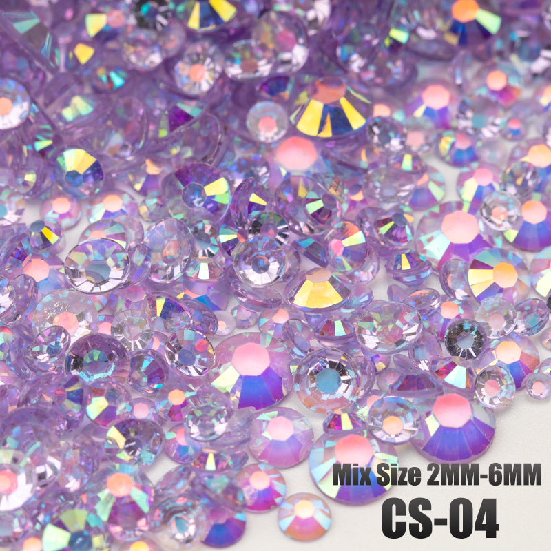 VDD CS-04 Mix Size 2-6mm Resin Rhinestone Crystal Flatback Plastic Flatback Stones SHUZHI
