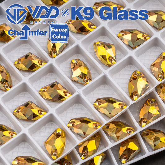VDD Galactic 9x14mm 36Pcs Sunshine Color K9 Glass Sew on Rhinestones Sewing Crystals Flat Back Stones for Clothes Accessories