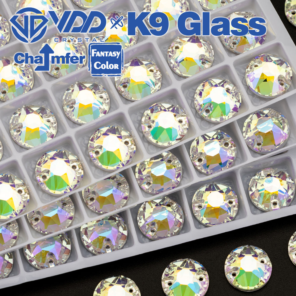 VDD 8B-8S 12mm 40Pcs Luster Mirage  Color Top Quality K9 Glass Sew on Rhinestone Sewing Crystal Flatback Clothes Decorations