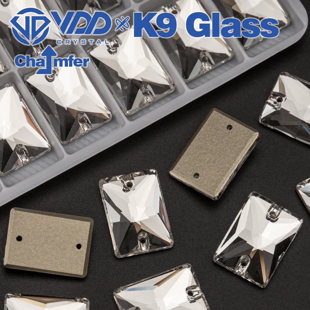 VDD Rectangle K9 Glass Sew on Rhinestone Sewing Clear Crystal Flatback Strass Stone for Crafts Clothes Accessories Wedding Dress
