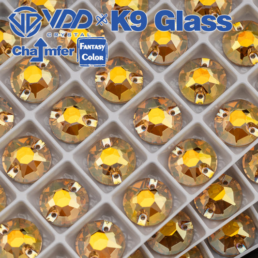 VDD 8B-8S 12mm 40Pcs Sunshine Color K9 Glass Sew on Rhinestones Sewing Crystals Flat Back Stones for Clothes Accessories