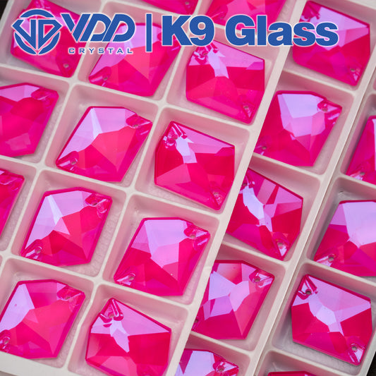 VDD 17x21mm Neon Rose Cosmic Top Quality Glass Sew on Rhinestones Crystal Flatback Stones for Clothes Decoration Wedding Dress