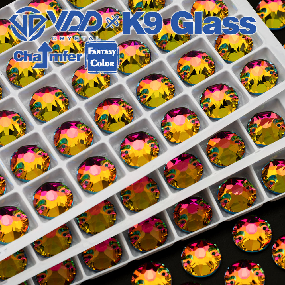 VDD 8B-8S 12mm 40Pcs Vitrail Medium Color Top Quality K9 Glass Sew on Rhinestone Sewing Crystal Flatback Clothes Decorations