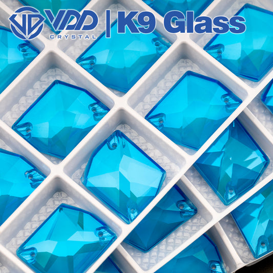 VDD Neon Blue 17x21mm Cosmic Top Quality K9 Glass Sew on Rhinestones Flatback Crystal for Clothes Decoration Wedding Dress