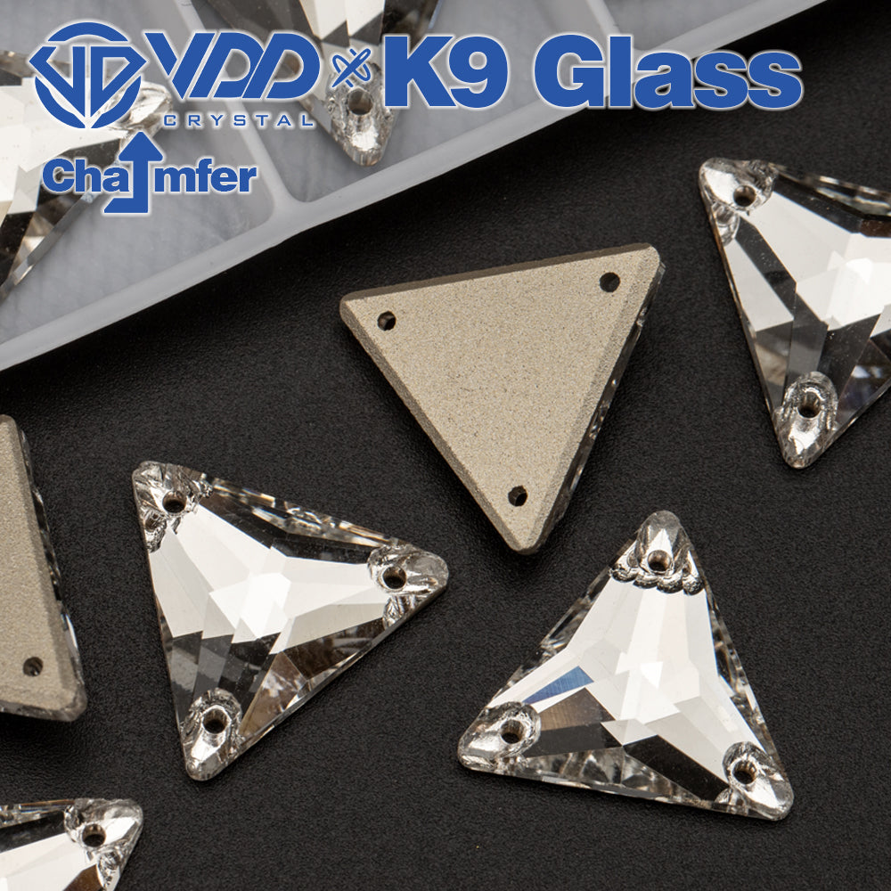 VDD S101 Crystal Triangle Top Quality K9 Glass Sew on Rhinestones Crystal Flatback Sewing Stones for Clothes Decorations