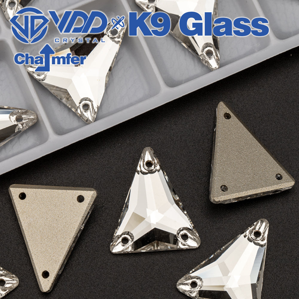 VDD Long-triangle Top Quality K9 Glass Sew on Rhinestone Sewing Crystal  Flat Back Strass for Clothes Decoration Wedding Dress