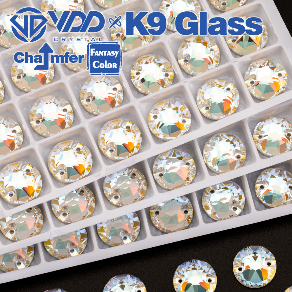 VDD 8B-8S 12mm 40Pcs Aura Mirage  Color Top Quality K9 Glass Sew on Rhinestone Sewing Crystal Flatback Clothes Decorations