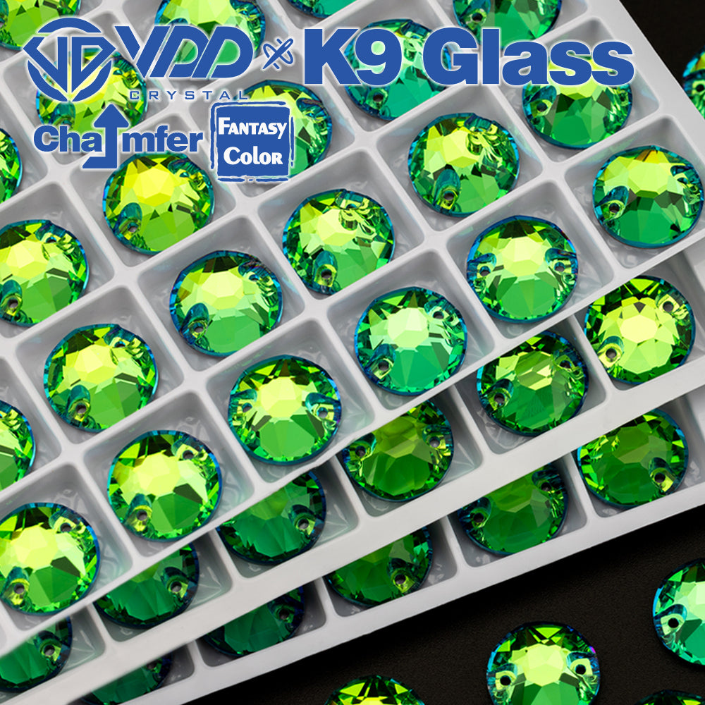 VDD 8B-8S 12mm 40Pcs Luxe Green Color Top Quality K9 Glass Sew on Rhinestone Sewing Crystal Flatback Clothes Decorations