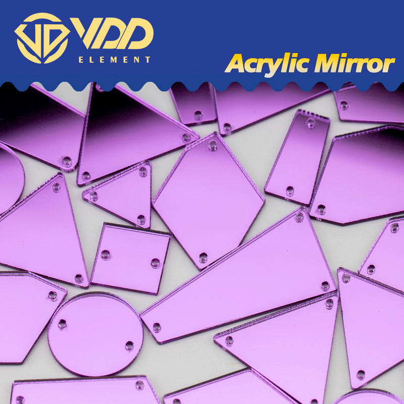 VDD 30/60/200Pcs Mix Size Purple Acrylic Mirror Sewing Rhinestones Sew On DIY Crafts Flat Back Stones For Garment Decorations