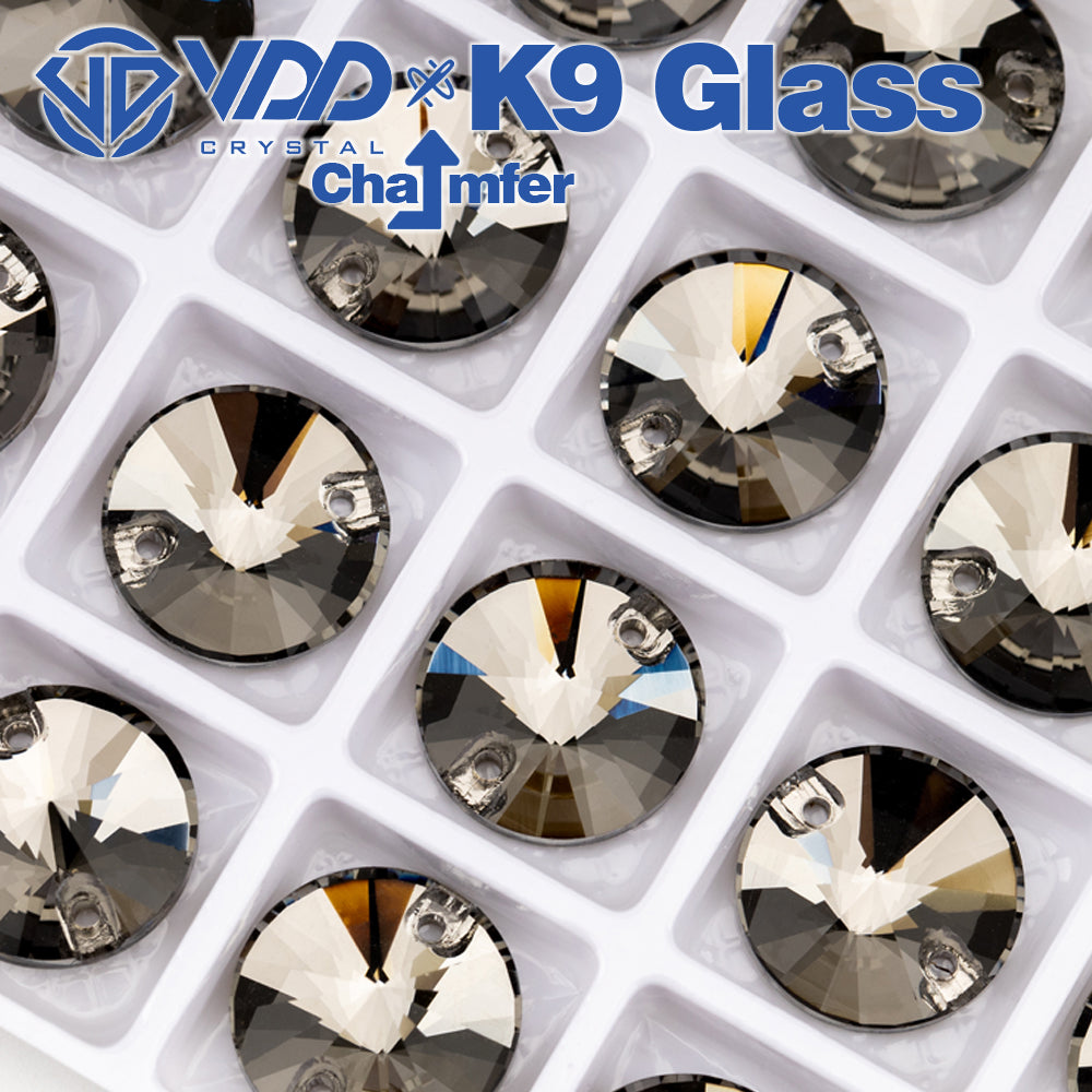 VDD Rivoli S103 Black Diamond Top Quality K9 Glass Sew on Rhinestones Crystal Flatback Sewing Strass Stones for Garment Wedding Dress