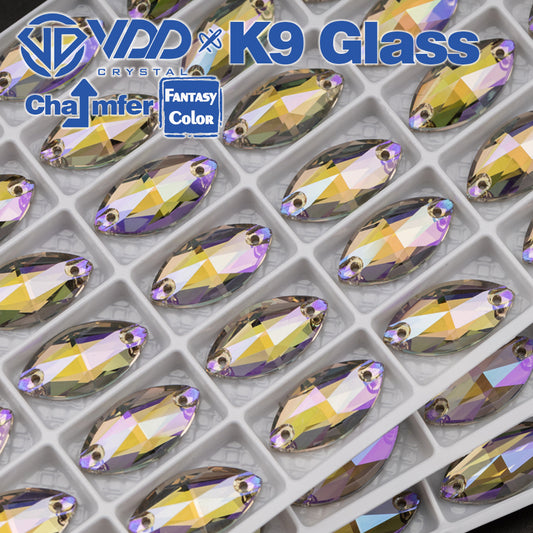 VDD  Navette 9x18mm 36Pcs Ghost Light Color Top Quality K9 Glass Sew on Rhinestone Sewing Crystal Flatback Clothes Decorations