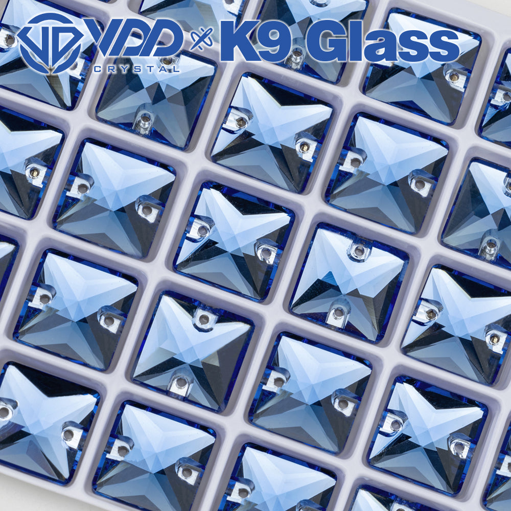 VDD S117 Royal Blue Square K9 Glass Sew On Rhinestones High Quality AAAAA Crystal Flatback Sewing Strass Stones DB-S117