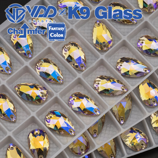 VDD Pear 11x18mm 24Pcs Paradise Shine Color Top Quality K9 Glass Sew on Rhinestone Sewing Crystal Flatback Clothes Decorations