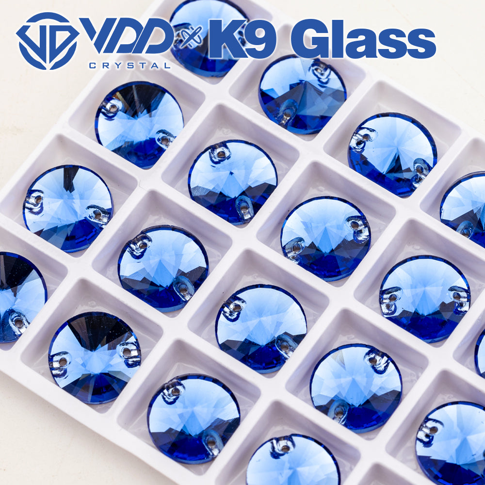 VDD Rivoli S117 Royal Blue K9 Glass Sew On Rhinestones High Quality AAAAA Crystal Flatback Sewing Strass Stones DB-S117