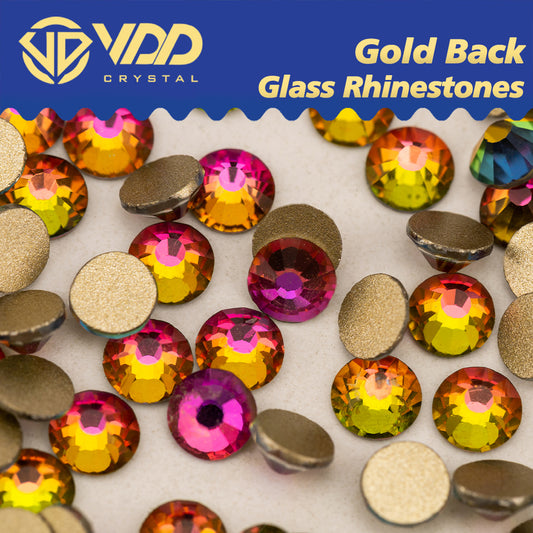 VDD 039 Vitrail Medium High Quality Glass Rhinestones Crystal Gold Flatback Strass Stones For Nail Art Crafts DIY Decorations