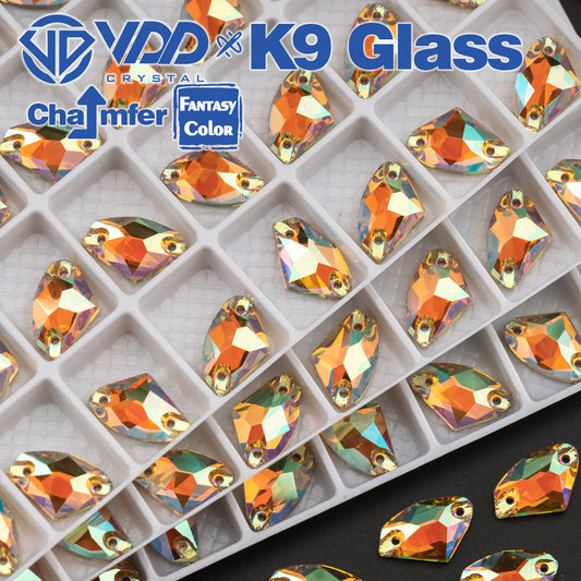 VDD Galactic 9x14mm 36Pcs Burning Sun Color Top Quality K9 Glass Sew on Rhinestone Sewing Crystal Flatback Garment Decoration