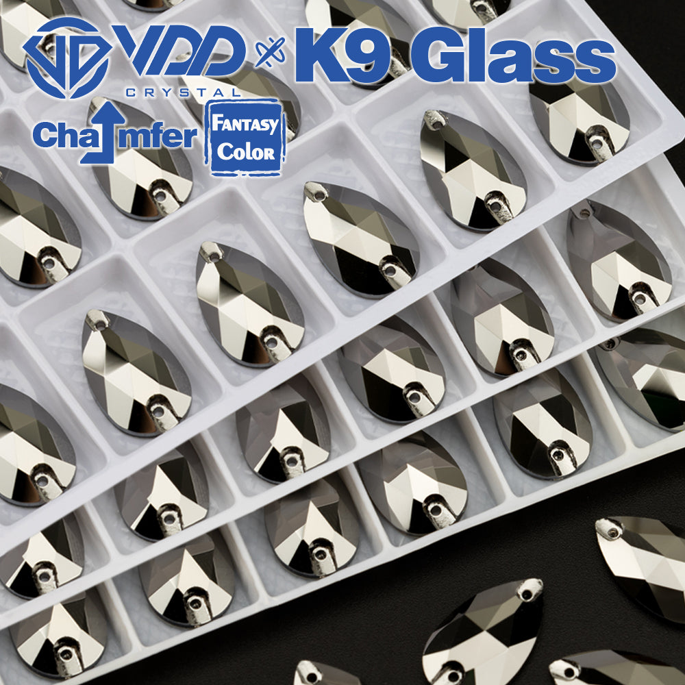 VDD Pear 11x18mm 24Pcs Hematite Color Top Quality K9 Glass Sew on Rhinestone Sewing Crystal Flatback Clothes Decorations