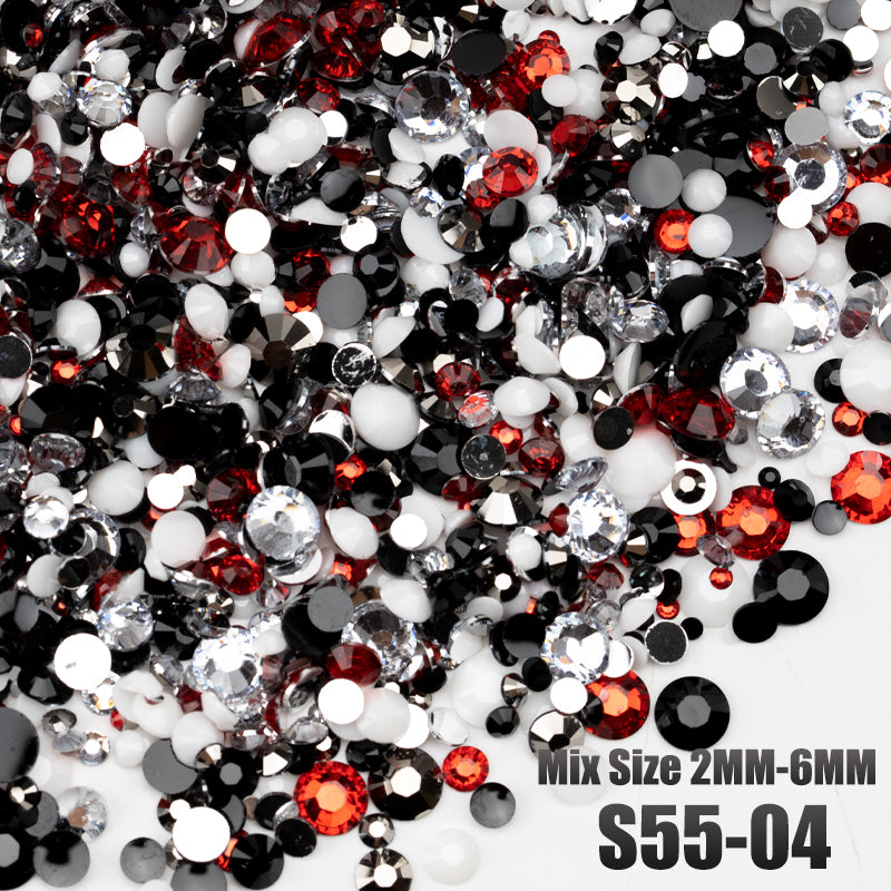 VDD S55-04 Mix Size 2-6mm Resin Rhinestone Crystal Flatback Plastic Flatback Stones SHUZHI