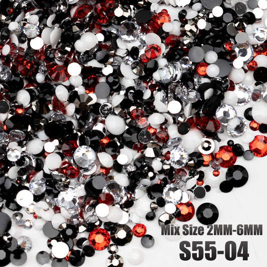 VDD S55-04 30g/100g Mix Size 2-6mm Resin Rhinestones Crystals Non Hot Fix Color AB Flat Back Stones For DIY Crafts Nail Art Decorations