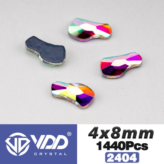 VDD 2404-4x8mm Wholesale 1440Pcs Rectangle Glass Rhinestones Crystal AB Flatback HotFix Strass Shape 3D Stones For Nail Art DIY Decorations