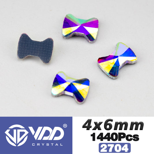 VDD 2704-4x6mm Wholesale 1440Pcs Rectangle Glass Rhinestones Crystal AB Flatback HotFix Strass Shape 3D Stones For Nail Art DIY Decoration
