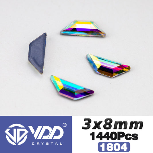 VDD 1804-3x8mm Wholesale 1440Pcs Rectangle Glass Rhinestones Crystal AB Flatback HotFix Strass Shape 3D Stones For Nail Art DIY Decorations
