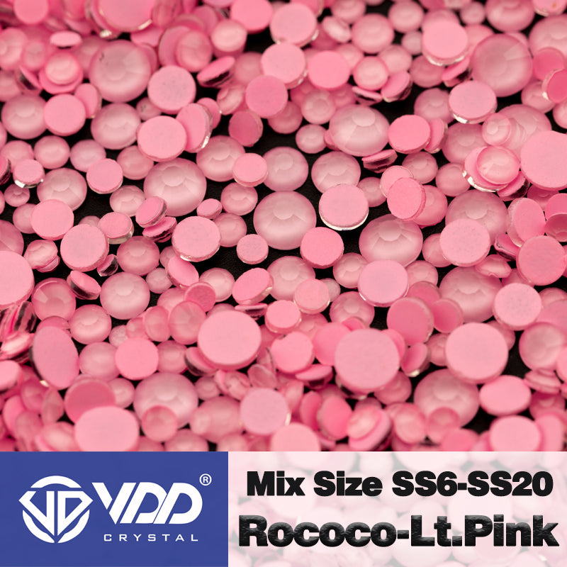 VDD 324 Rococo-Lt.Pink Mix Size SS6-SS20 Non-hotfix Rhinestones High Quality Glass Crystal Flatback Strass Stones KKmix-K153