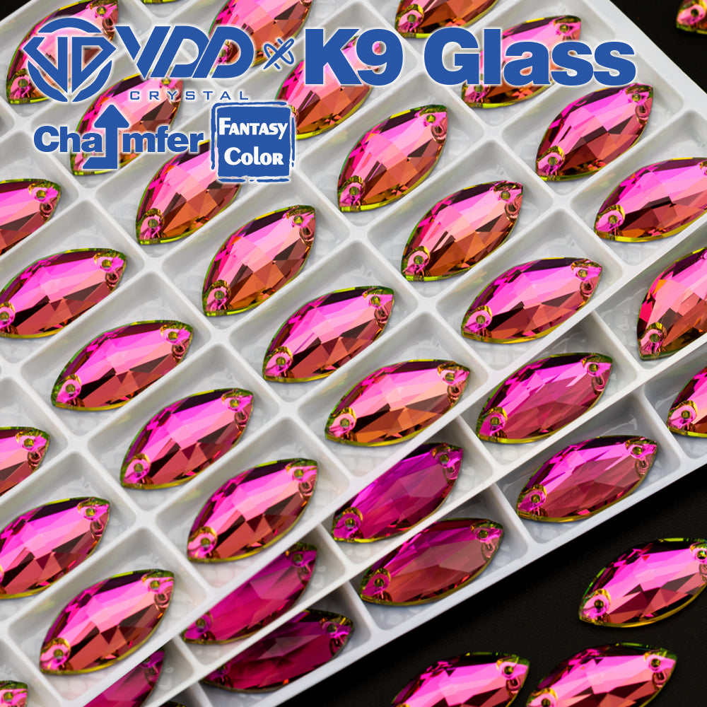 VDD Navette 9x18mm 36Pcs Rose Pulse Color Top Quality K9 Glass Sew on Rhinestone Sewing Crystal Flatback Clothes Decorations