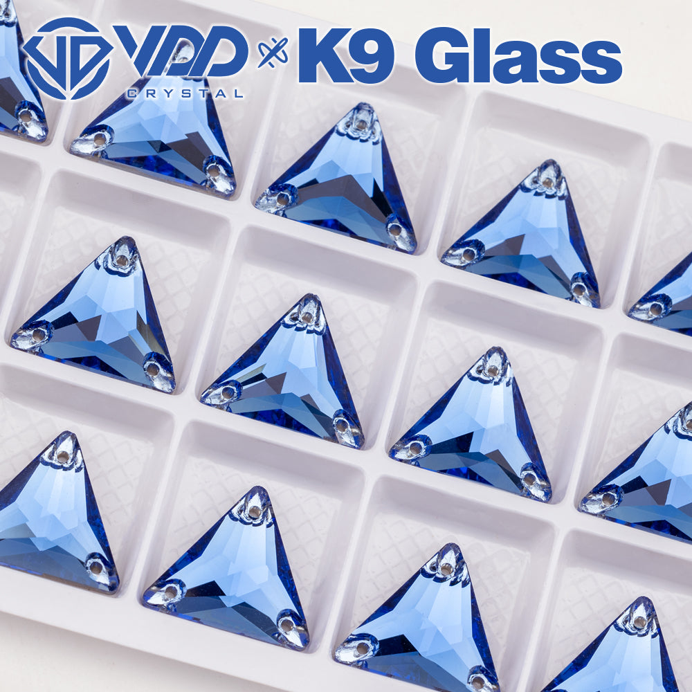 VDD S117 Royal Blue Triangle K9 Glass Sew On Rhinestones High Quality AAAAA Crystal Flatback Sewing Strass Stones DB-S117