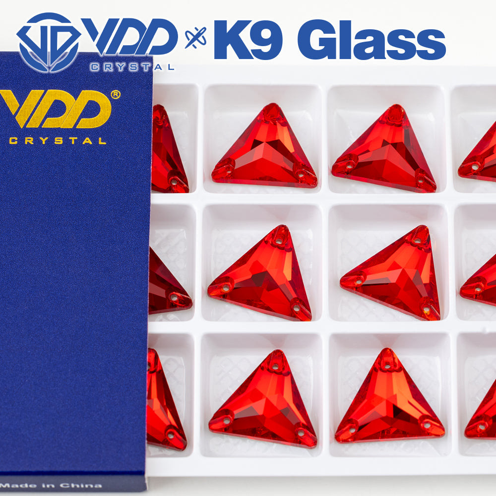VDD S109 Siam Triangle Top Quality K9 Glass Sew on Rhinestones Crystal Flatback Sewing Stones for Clothes Decorations