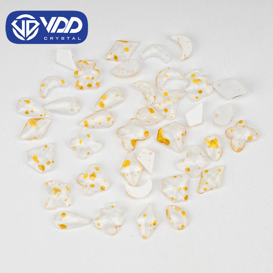 VDD Golden Zebra 100/500Pcs New Color Mixed Shape Glass Crystal Rhinestones Flatback Strass Glitter Shiny Nail Art DIY Decoration Accessories