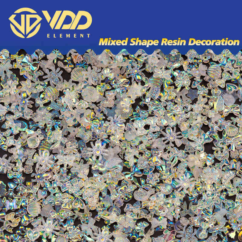 VDD 100/500Pcs Mix Shape Resin AB Decoration Flatback Plastics Glitter Stones For DIY Crafts Nail Art Accessories Bulk Wholesale