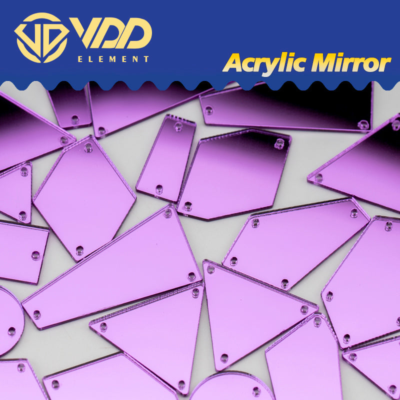VDD 30/60/200Pcs Mix Size Purple Acrylic Mirror Sewing Rhinestones Sew On DIY Crafts Flat Back Stones For Garment Decorations
