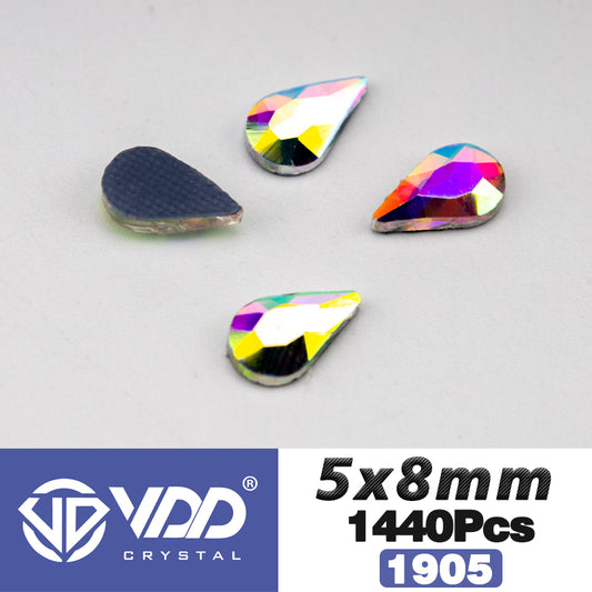 VDD  1905-5x8mm Wholesale 1440Pcs Rectangle Glass Rhinestones Crystal AB Flatback HotFix Strass Shape 3D Stones For Nail Art DIY Decorations