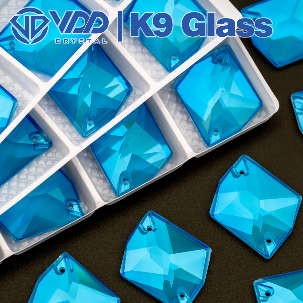 VDD Neon Blue 17x21mm Cosmic Top Quality K9 Glass Sew on Rhinestones Flatback Crystal for Clothes Decoration Wedding Dress