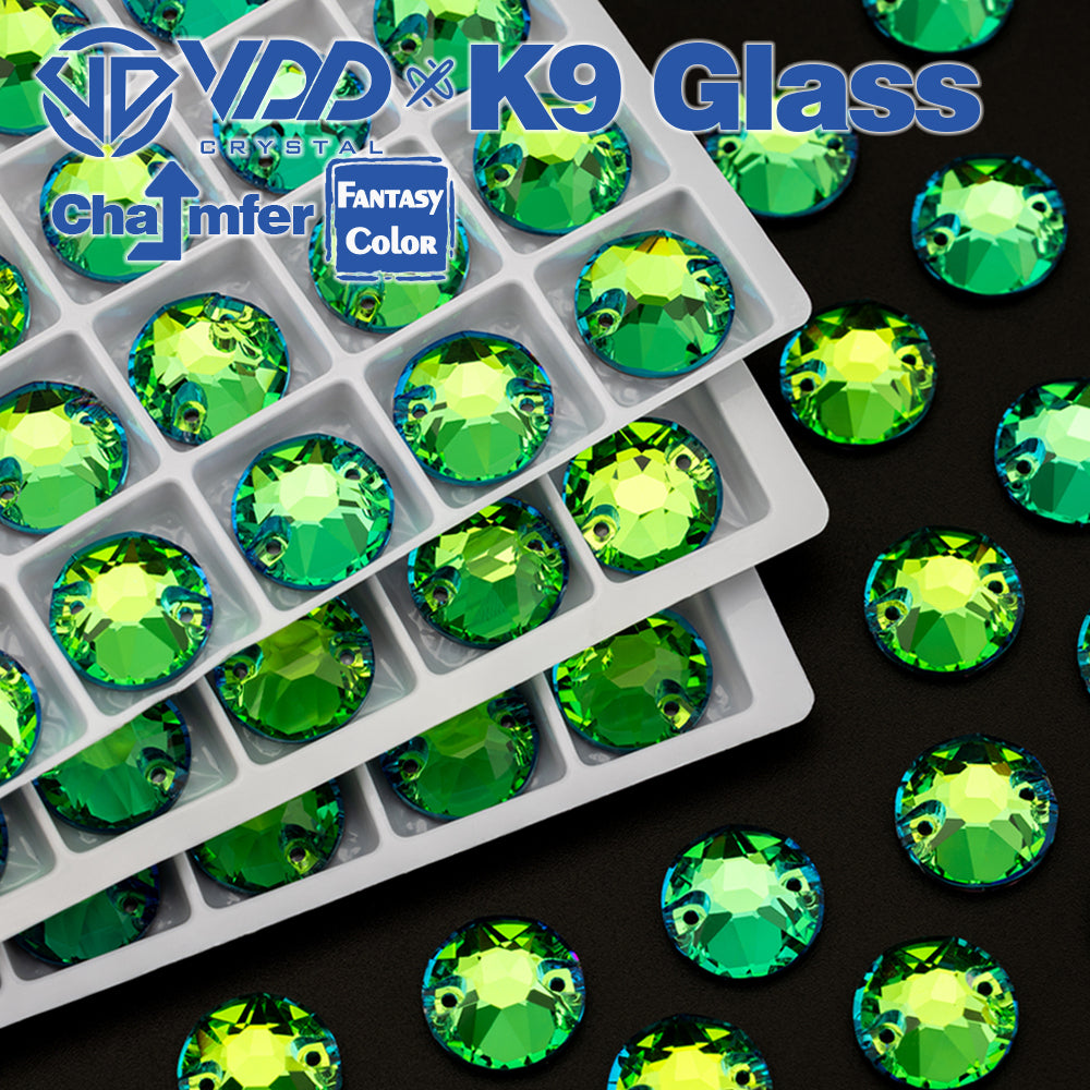 VDD 8B-8S 12mm 40Pcs Luxe Green Color Top Quality K9 Glass Sew on Rhinestone Sewing Crystal Flatback Clothes Decorations