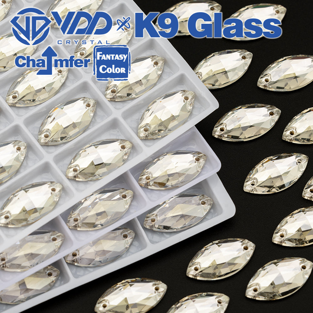 VDD Navette 9x18mm 36Pcs Sliver Shadow Color Top Quality K9 Glass Sew on Rhinestone Sewing Crystal Flatback Clothes Decorations