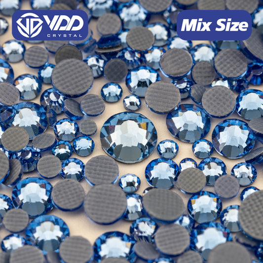 VDD 028 Lt.Sapphire Wholesale SS6-SS30 Hotfix Mix Size Glass Rhinestone Crystal Flat Back High Quality Strass Stones For DIY Clothes Accessories