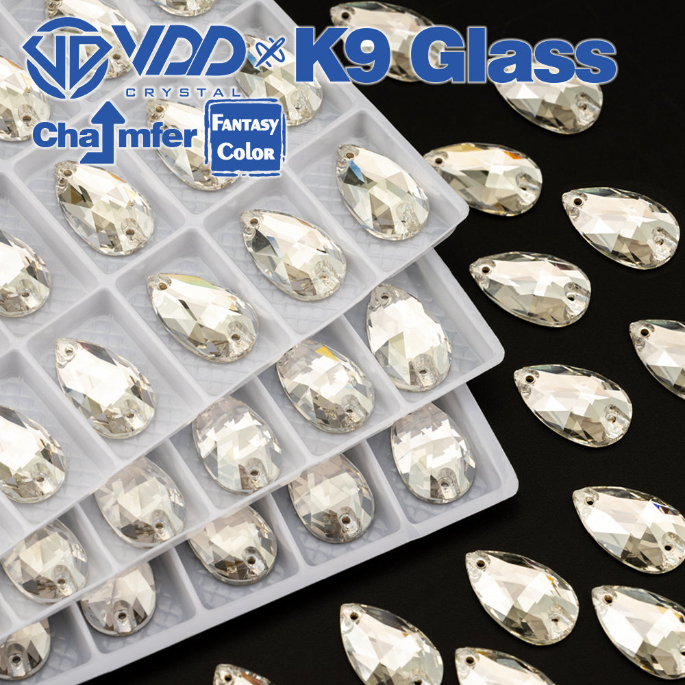 VDD Pear 11x18mm 24Pcs Sliver Shadow Color Top Quality K9 Glass Sew on Rhinestone Sewing Crystal Flatback Clothes Decorations