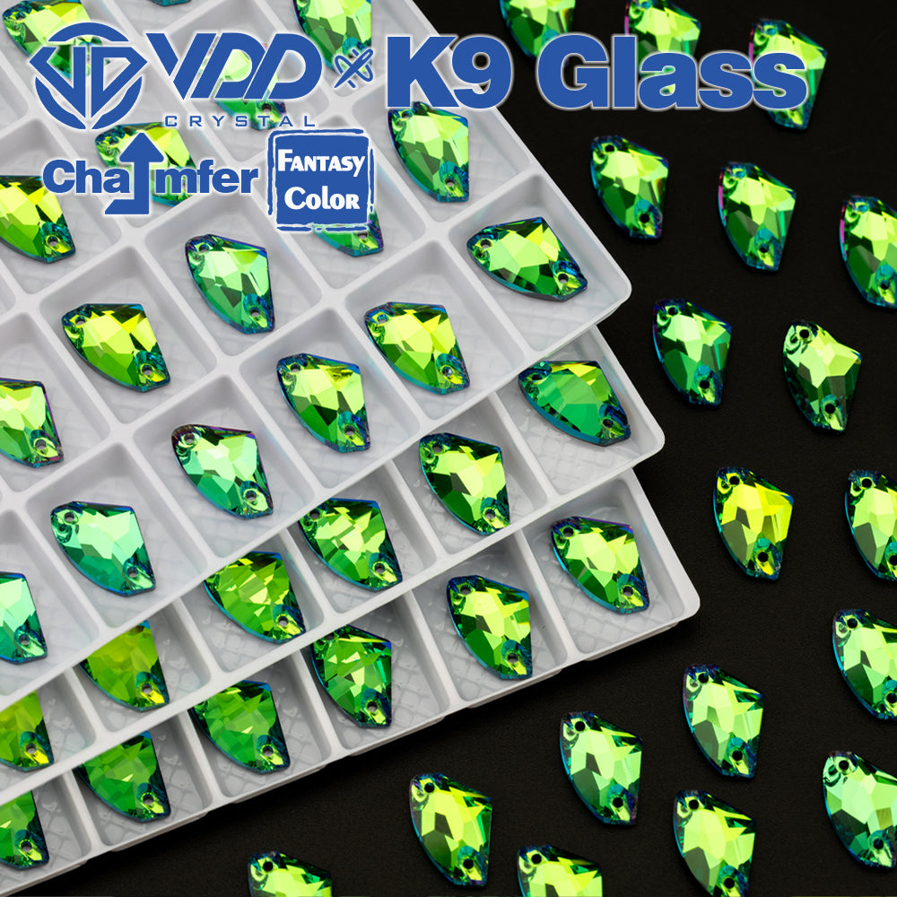 VDD Galactic 9x14mm 36Pcs Luxe Green Top Quality K9 Glass Sew on Rhinestones Crystal Flatback Stones Garment Decorations