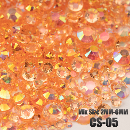 VDD S55-05 30g/100g Mix Size 2-6mm Resin Rhinestones Crystals Non Hot Fix Color AB Flat Back Stones For DIY Crafts Nail Art Decorations
