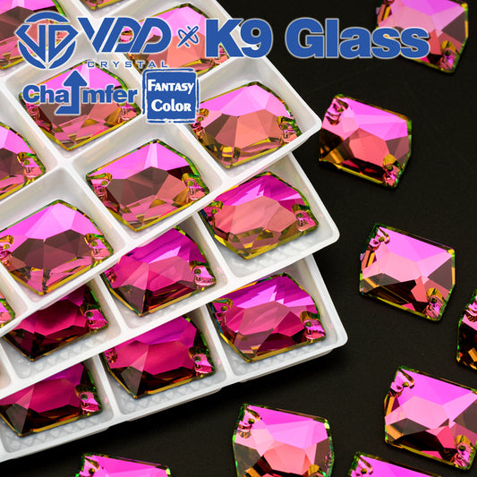 VDD Cosmic 17x21mm 15Pcs Rose Pulse Color Top Quality K9 Glass Sew on Rhinestone Sewing Crystal Flatback Garment Decorations