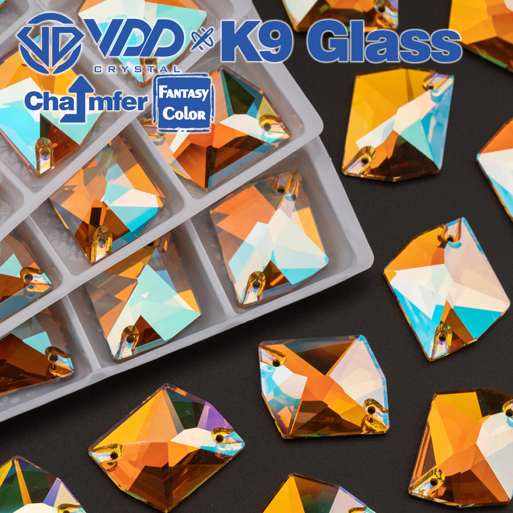 VDD Cosmic 17x21mm 15Pcs Burning Sun Color Top Quality K9 Glass Sew on Rhinestone Sewing Crystal Flatback Garment Decoration