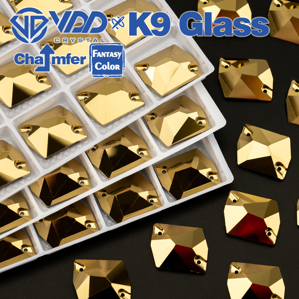 VDD Cosmic 17x21mm 15Pcs Aurum Color K9 Glass Sew On Rhinestones High Quality AAAAA Crystal Flatback Sewing Strass Stones DB-S268